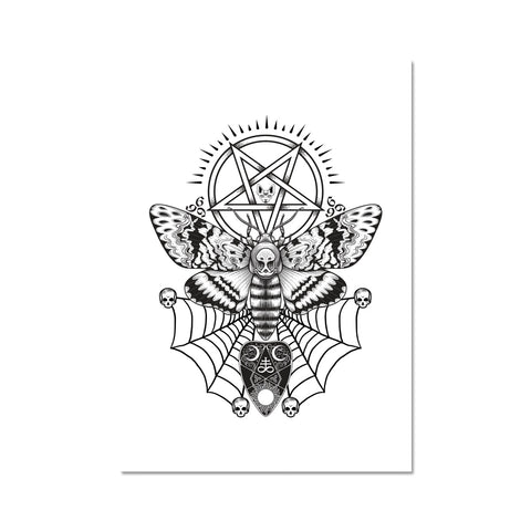 Deaths Head Hawk Moth Pentagram Fine Art Print
