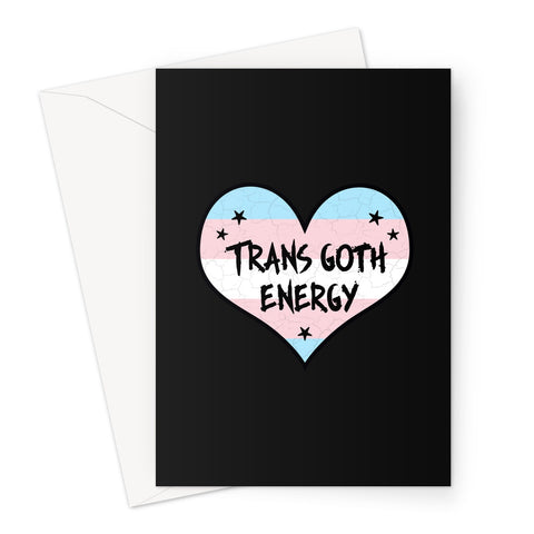 Trans Goth Energy LGBTQ Punk Transgender Pride Heart Greeting Card