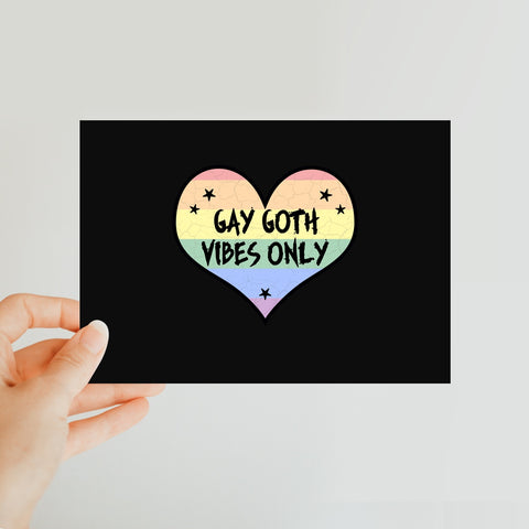 Gay Goth Vibes Only LGBTQ Punk Pride Heart Classic Postcard