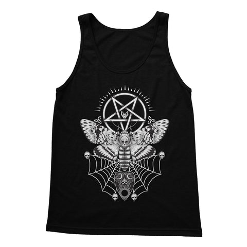 Deaths Head Hawk Moth Pentagram Black Softstyle Tank Top