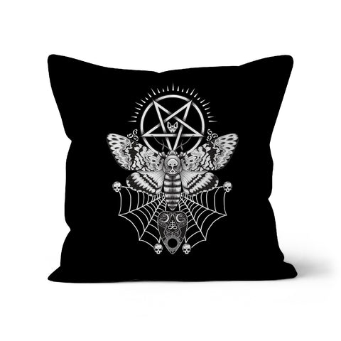 Deaths Head Hawk Moth Pentagram Black Cushion