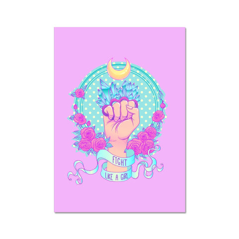 Fight Like A Girl Polka Dot Blue Crystals Fine Art Print
