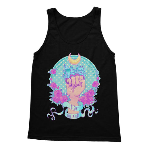 Fight Like A Girl Polka Dot Blue Crystals Tank Top