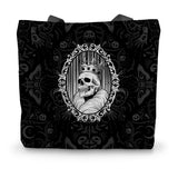 The King Crowned Skull Cameo Patterned Canvas Tote Bag