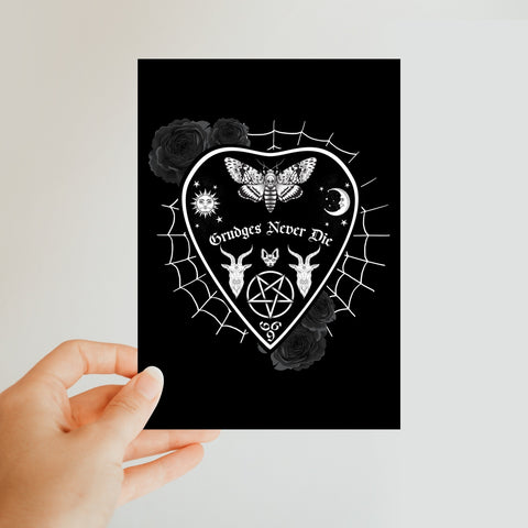 Grudges Never Die Ouija Planchette White Web Classic Postcard