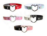 Two Tone Colour Heart Pendant O Ring Choker Emo Goth Collar