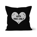 Goth Vibes Only Grey and Black Punk Heart Cushion
