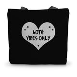 Goth Vibes Only Grey and Black Punk Heart Canvas Tote Bag