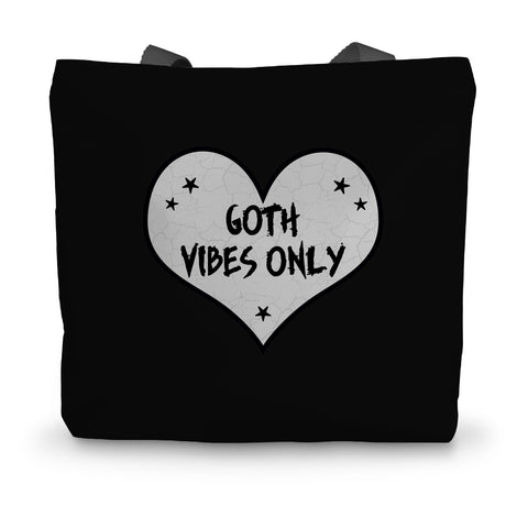 Goth Vibes Only Grey and Black Punk Heart Canvas Tote Bag