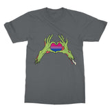 Zombie Bi Heart Hands Pride Flag Softstyle T-Shirt