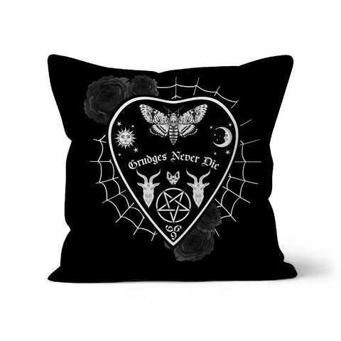 Grudges Never Die Ouija Planchette White Web Cushion