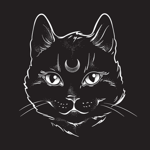 Witches Black Cute Cat Face Greetings Card 6”x6”