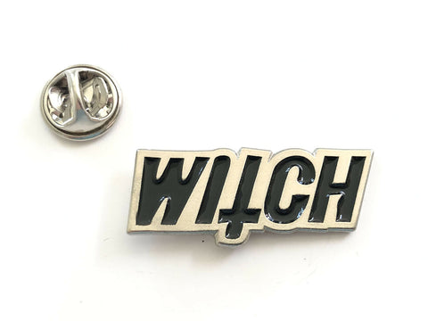 Witch Satan Devil Uspide Down Cross Black & Chrome Silver Enamel Pin Badge