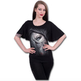 Spiral Direct Dead Hand Boat Neck Bat Sleeve Top Skull Skeleton Death