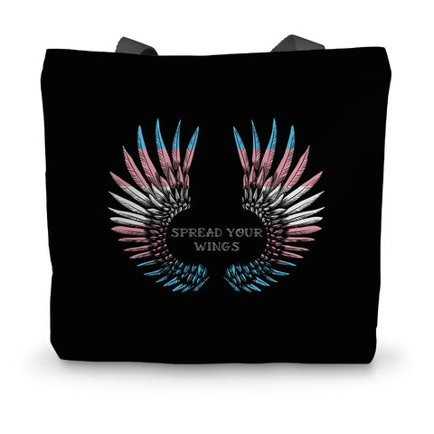Trans Spread Your Wings Pride Flag Canvas Tote Bag
