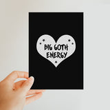 Big Goth Energy Grey and Black Heart Classic Postcard