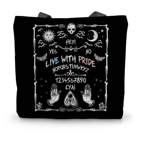 A Message from the Dead Trans Pride Ouija Board Canvas Tote Bag
