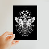 Deaths Head Hawk Moth Pentagram Black Classic Postcard