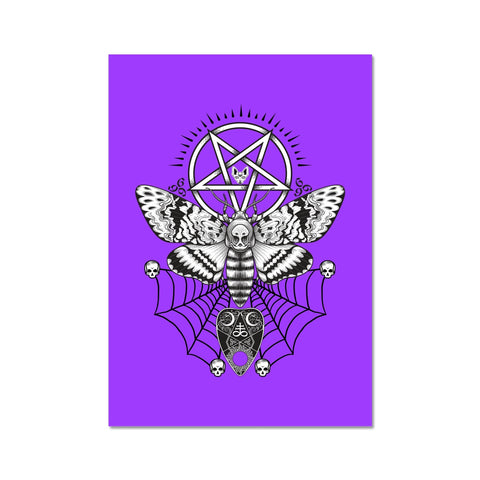 Deaths Head Hawk Moth Pentagram Purple Fine Art Print