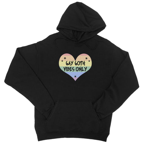 Gay Goth Vibes Only LGBTQ Punk Pride Heart College Hoodie