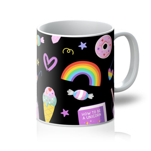 LGBTQ Pride All Over Seamless Black Pattern Mug