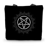 Glowing Pentagram Gothic Canvas Tote Bag