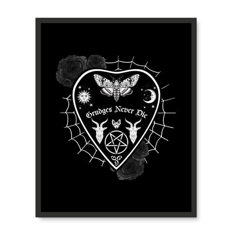 Grudges Never Die Ouija Planchette White Web Framed Photo Tile