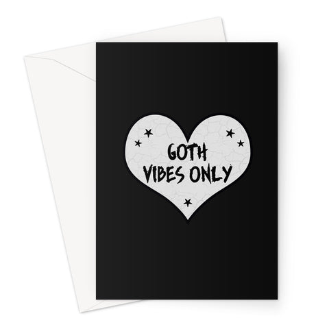 Goth Vibes Only Grey and Black Punk Heart Greeting Card