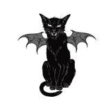 Witches Black Cat Hissing Bat Wings Matte Vinyl Sticker