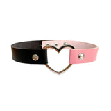 Two Tone Colour Heart Pendant O Ring Choker Emo Goth Collar