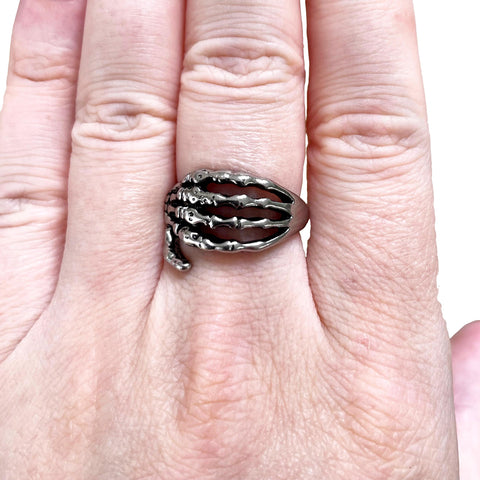 Skeleton Hand Bones Silver Gothic Ring Emo Skull Death Goth