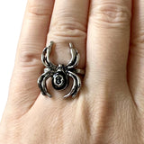 Spider 8 Ball Silver Black Goth Emo Ring Grunge Gothic Alternative Horror