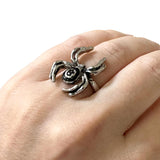 Spider 8 Ball Silver Black Goth Emo Ring Grunge Gothic Alternative Horror