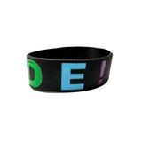 PRIDE Gummy Silicone Rainbow LGBTQ Flag Coloured Letters Wristband Bracelet