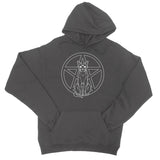 Pentagram Witches Cat Goth Kitty Outline Hoodie