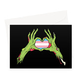 Zombie Trans Heart Hands Pride Flag Greeting Card