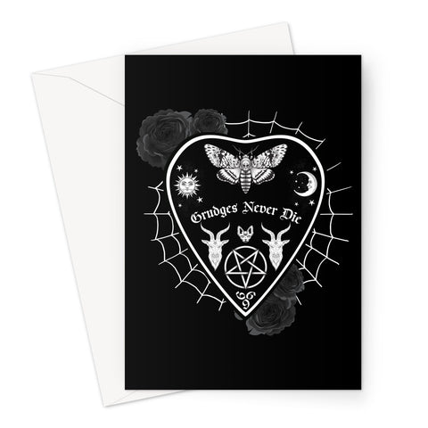 Grudges Never Die Ouija Planchette White Web Greeting Card