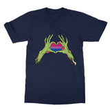 Zombie Bi Heart Hands Pride Flag Softstyle T-Shirt
