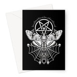 Deaths Head Hawk Moth Pentagram Black Greeting Card