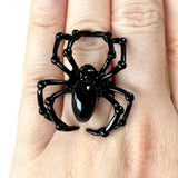 Spider Adjustable Gothic Oversize Ring Black or Chrome