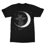 Black Witches Cat Sitting On Crescent Moon T-Shirt