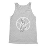 Pentagram Witches Cat Goth Kitty White Softstyle Tank Top