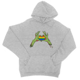 Zombie LGBTQ Heart Hands Pride Flag College Hoodie