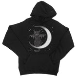 Black Witches Cat Sitting On Crescent Moon Hoodie