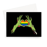 Zombie LGBTQ Heart Hands Pride Flag Greeting Card