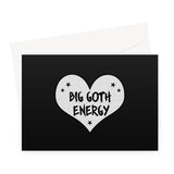 Big Goth Energy Grey and Black Heart Greeting Card