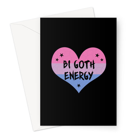 Bi Goth Energy LGBTQ Punk Bisexual Pride Heart Greeting Card