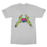 Zombie Bi Heart Hands Pride Flag Softstyle T-Shirt