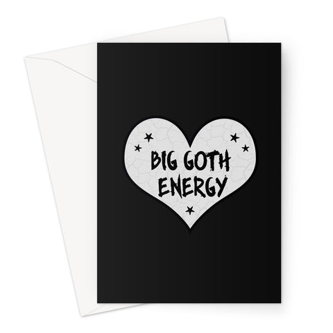 Big Goth Energy Grey and Black Heart Greeting Card