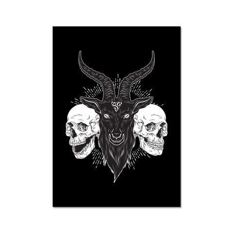 Baphomet 666 Goat Skulls Black Fine Art Print